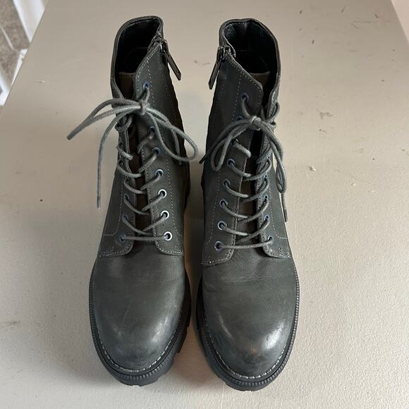 Sam Edelman Garret Platform Combat Boot Size 7 Moonlight Grey Leather - Picture 2 of 11
